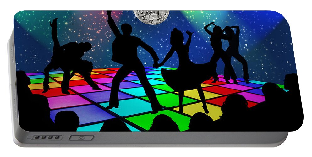 Disco Portable Battery Charger featuring the digital art Disco Fever by Nina Bradica