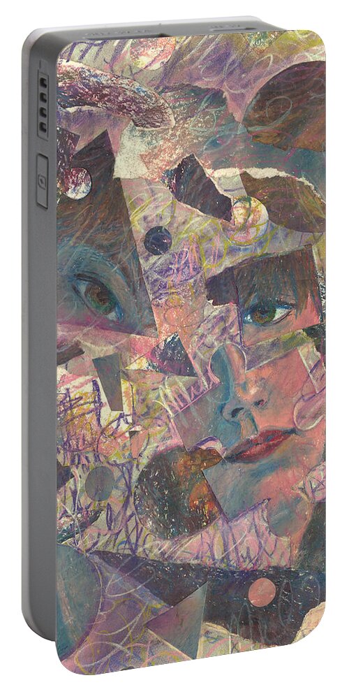 Portrait Portable Battery Charger featuring the drawing Distraction a self portrait by Melinda Dare Benfield