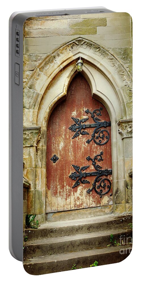 Gothic Portable Battery Charger featuring the photograph Distressed Door by Valerie Reeves