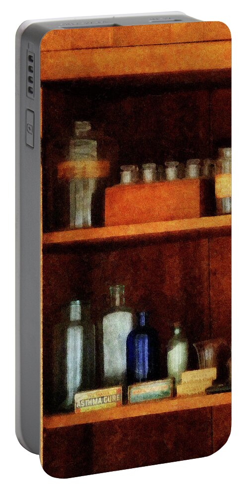 Druggist Portable Battery Charger featuring the photograph Doctor - Medicine Chest with Asthma Medication by Susan Savad