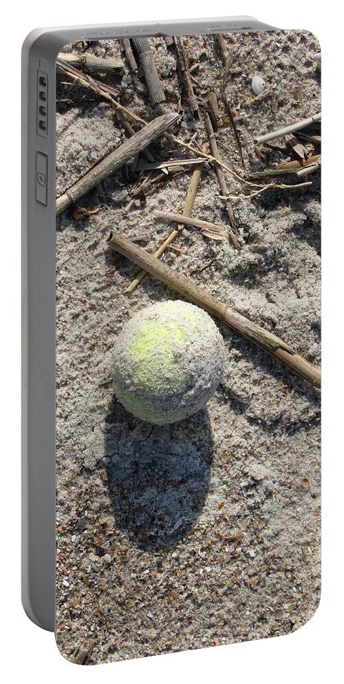 Landscape Portable Battery Charger featuring the photograph Dog Beach Toy by Ellen Meakin