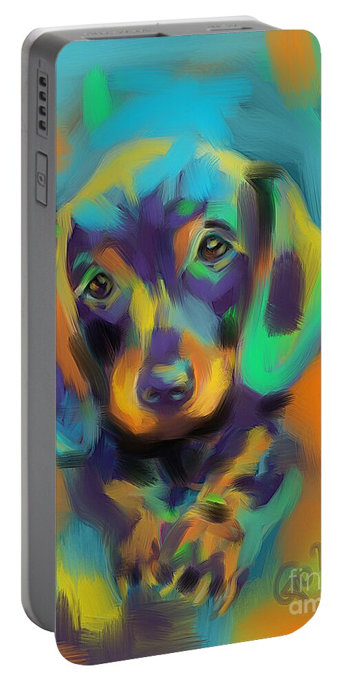 Dog Portable Battery Charger featuring the painting Dog Bobby by Go Van Kampen