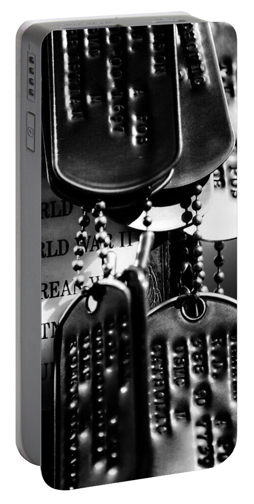 Armed Forces Portable Battery Charger featuring the photograph Dog Tags from War by Wild Fotos