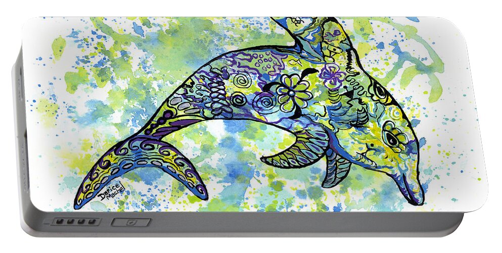 Animal Portable Battery Charger featuring the painting Dolphin by Darice Machel McGuire