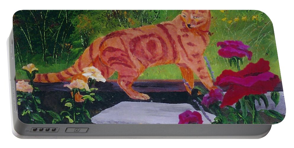 #shere Khan Portable Battery Charger featuring the painting Domestic Tiger by Gail Daley