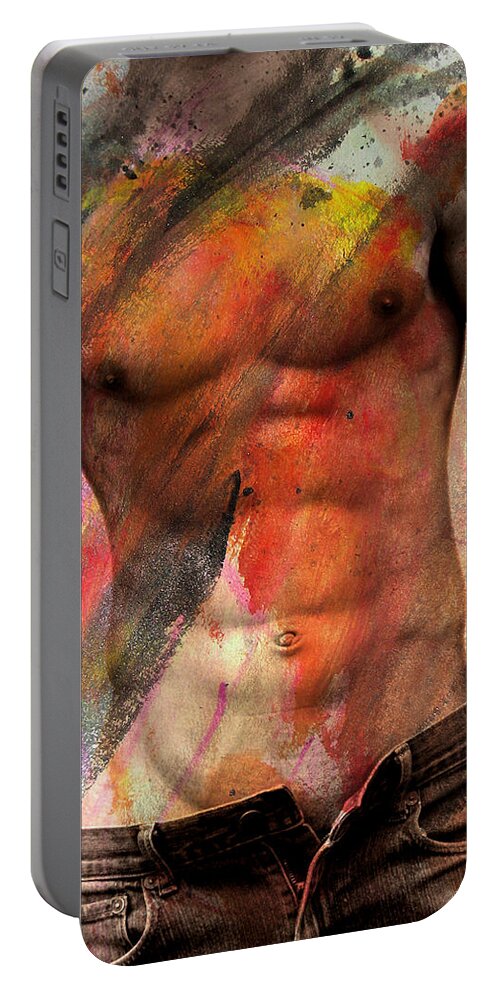 Male Nude Portable Battery Charger featuring the painting Don't Explain by Mark Ashkenazi