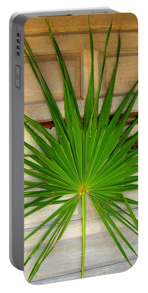 Palm Branch Portable Battery Charger featuring the photograph Door Decor Belize Style by Donna Spadola
