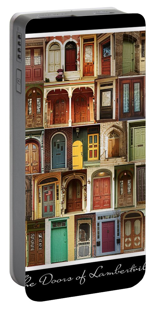 Doors Portable Battery Charger featuring the photograph Doors of Lambertville by Louise Reeves