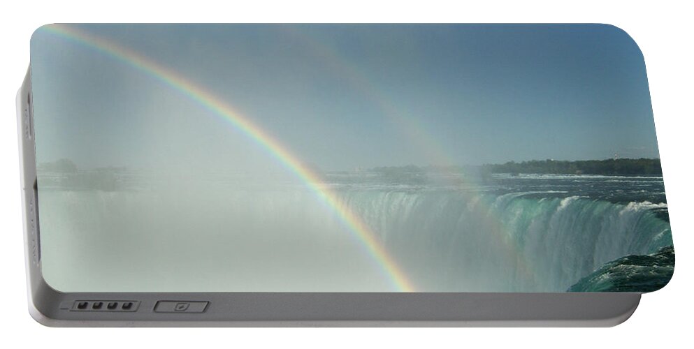 Landscape Portable Battery Charger featuring the photograph Double Rainbow by Brenda Brown