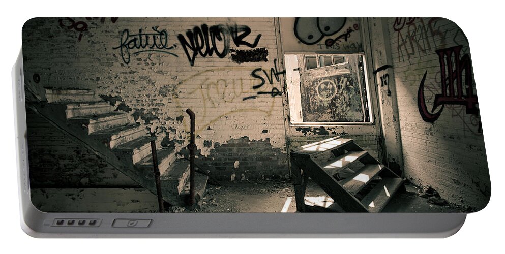 Packard Automotive Plant Portable Battery Charger featuring the photograph Double Stairs by Priya Ghose