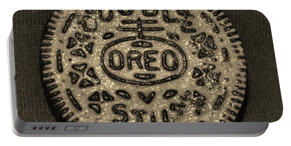 Oreo Portable Battery Charger featuring the photograph DOUBLE STUFF OREO in SEPIA NEGITIVE by Rob Hans