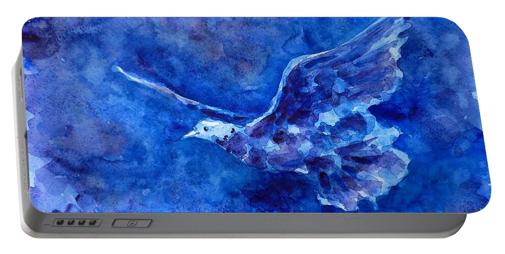 Dove Portable Battery Charger featuring the painting Dove by Zaira Dzhaubaeva