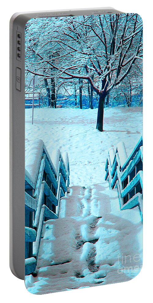 Blue Portable Battery Charger featuring the photograph Down to The River by Nina Silver