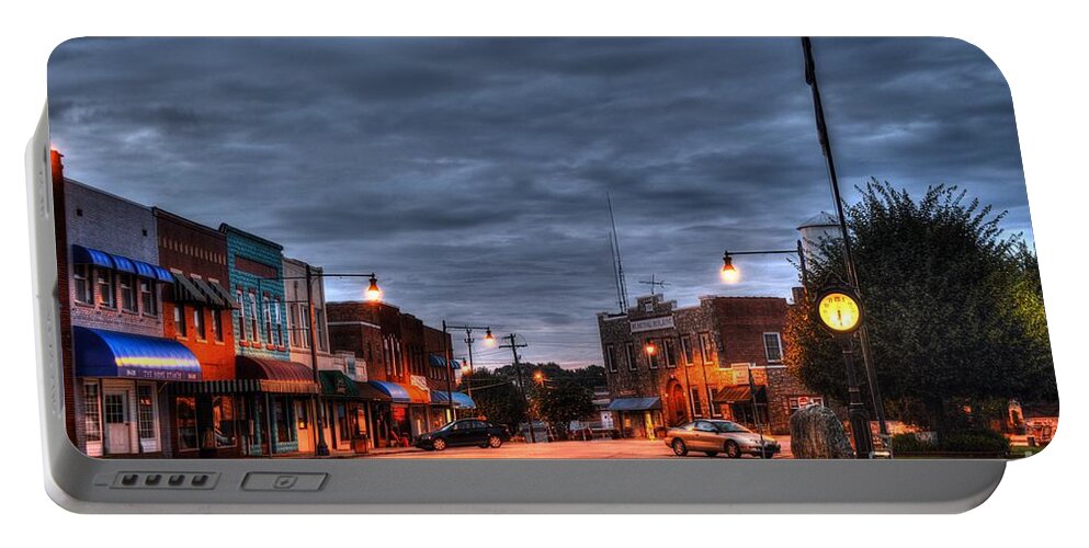 Down Town Granite Falls Portable Battery Charger featuring the photograph Down Town Granite Falls at six thirty in the morning by Robert Loe