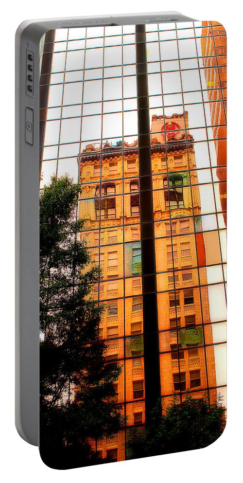 Building Reflection Portable Battery Charger featuring the photograph Downtown Reflection by Michael Eingle