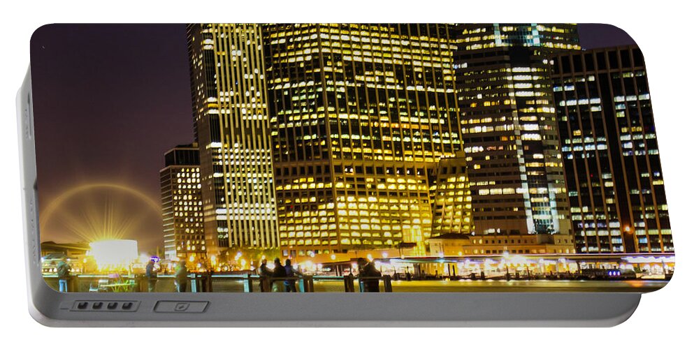 Lower Manhattan Portable Battery Charger featuring the photograph Downtown Lights by Theodore Jones