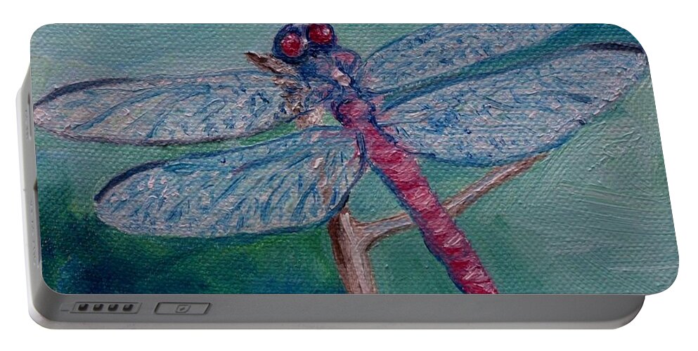 Original Portable Battery Charger featuring the painting Dragonfly by Julie Brugh Riffey