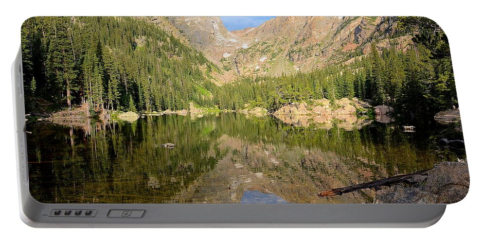 Rocky Portable Battery Charger featuring the photograph Dream Lake Reflection by Tranquil Light Photography
