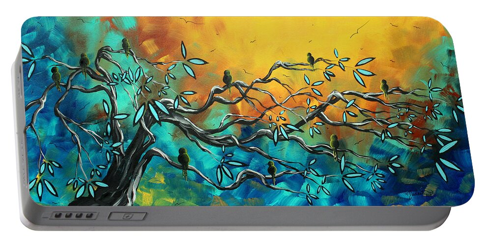 Art Portable Battery Charger featuring the painting Dream Watchers Original abstract Bird Painting by Megan Aroon