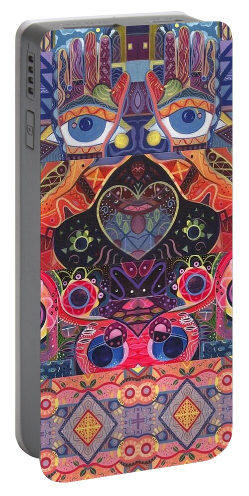 Abstract Portable Battery Charger featuring the painting Dreaming Is Free by Helena Tiainen