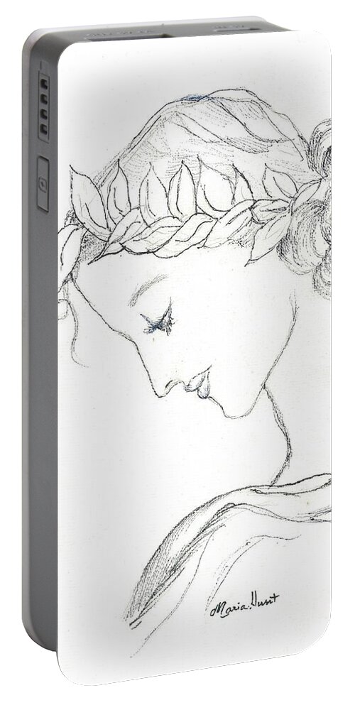 Muse Portable Battery Charger featuring the drawing Dreaming of the Dance by Maria Hunt