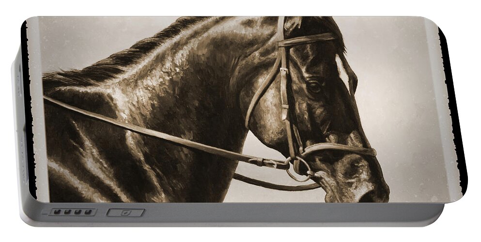 Horse Portable Battery Charger featuring the painting Dressage Horse Old Photo FX by Crista Forest