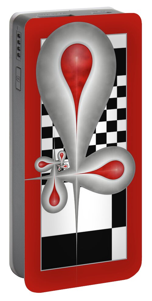 Drops Portable Battery Charger featuring the digital art Drops on a Chess Board by Gabiw Art