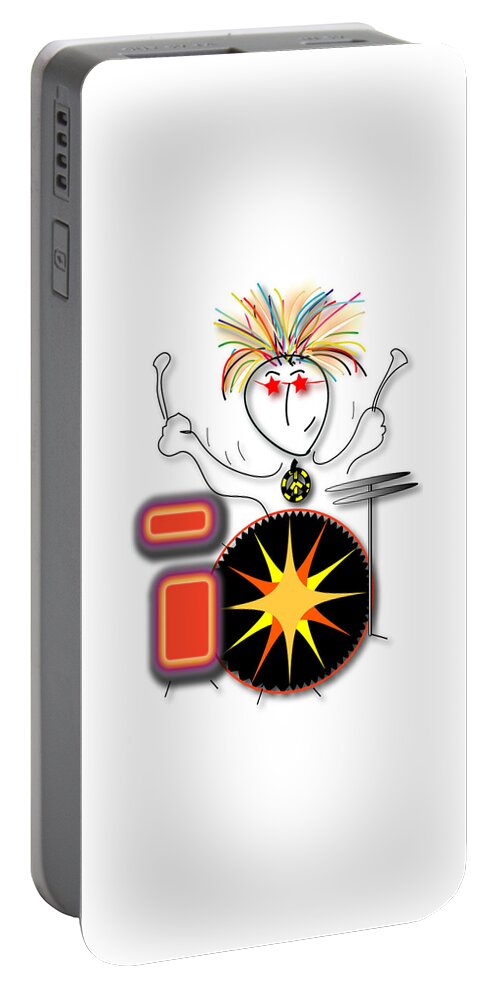 Music Portable Battery Charger featuring the drawing Drummer Spike by Marvin Blaine