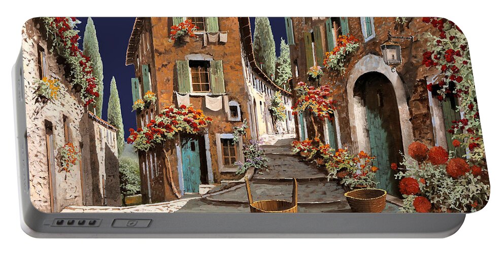 Street Portable Battery Charger featuring the painting Percorso Nel Paese Al Mattino by Guido Borelli