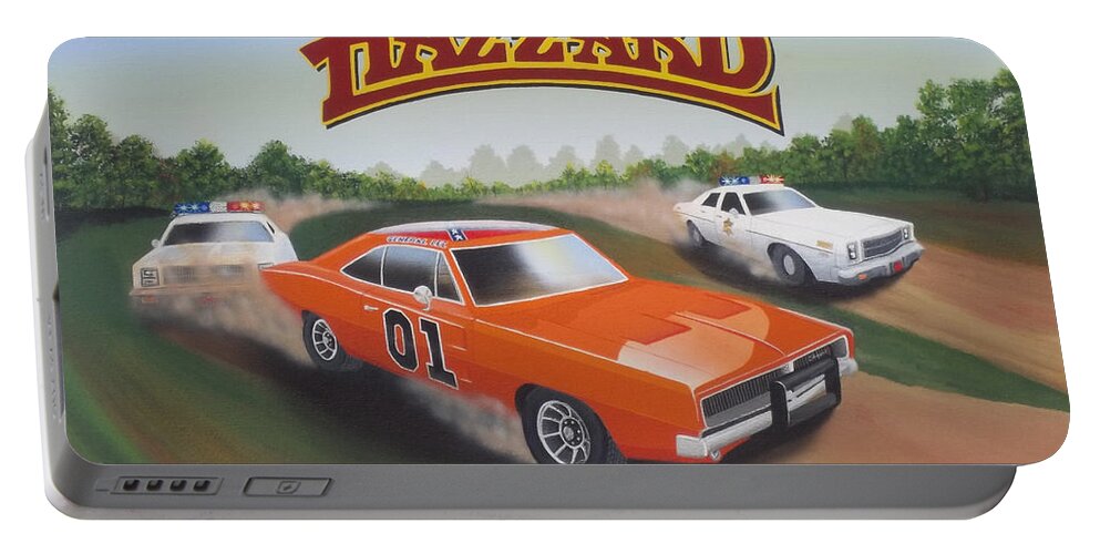 Art For Sale Portable Battery Charger featuring the painting Dukes of Hazzard Chase by Gregory Murray
