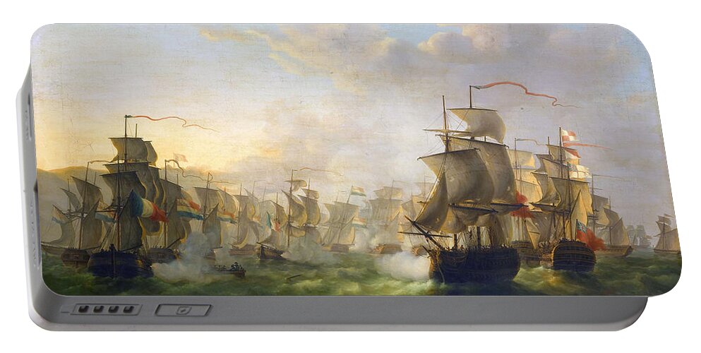 Dutch And English Fleets Portable Battery Charger featuring the painting Dutch and English Fleets by Martinus Schouman