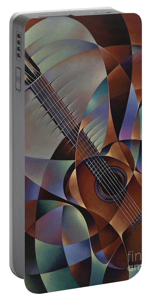 Violin Portable Battery Charger featuring the painting Dynamic Guitar by Ricardo Chavez-Mendez