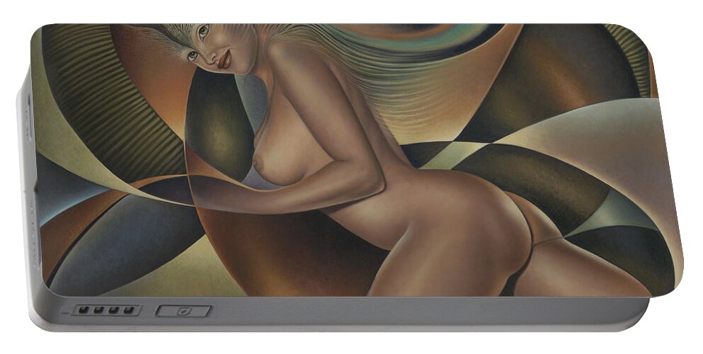 Nude-art Portable Battery Charger featuring the painting Dynamic Queen 4 by Ricardo Chavez-Mendez