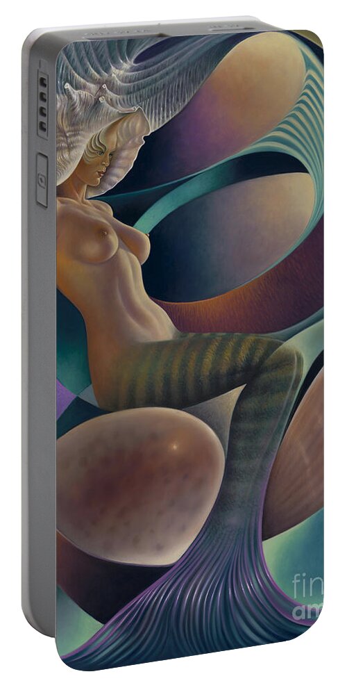 Nude-art Portable Battery Charger featuring the painting Dynamic Queen 6 by Ricardo Chavez-Mendez