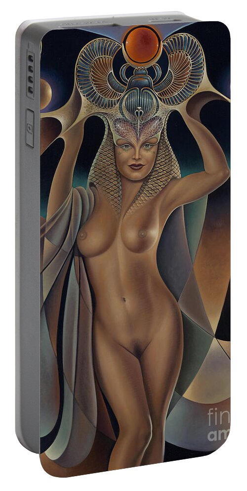 Nude-art Portable Battery Charger featuring the painting Dynamic Queen 5 by Ricardo Chavez-Mendez