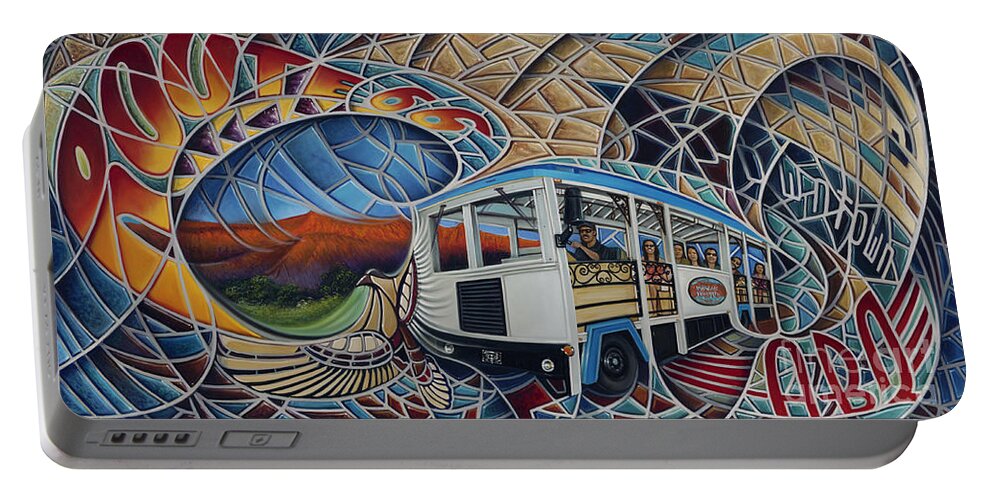 Mosiac Portable Battery Charger featuring the painting Dynamic Route 66 II by Ricardo Chavez-Mendez