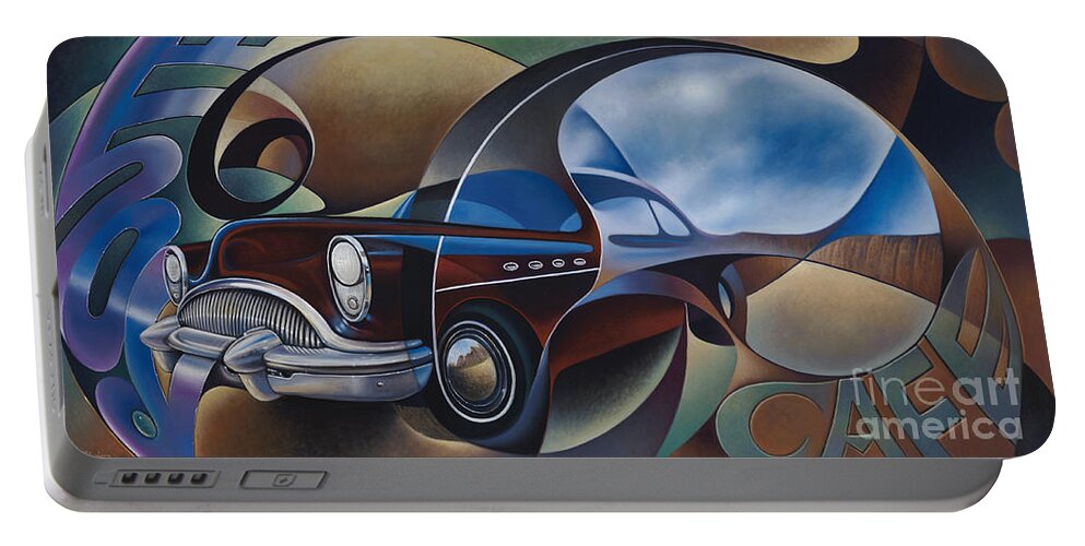 Route-66 Portable Battery Charger featuring the painting Dynamic Route 66 by Ricardo Chavez-Mendez