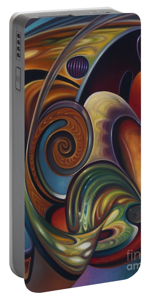 Multi-color Portable Battery Charger featuring the painting Dynamic Series #16 by Ricardo Chavez-Mendez