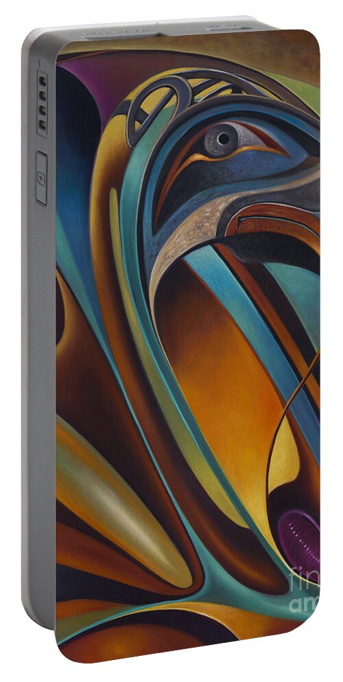 Abstract Portable Battery Charger featuring the painting Dynamic Series #17 by Ricardo Chavez-Mendez