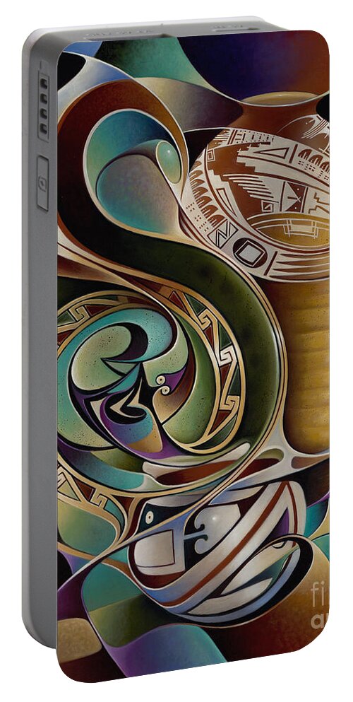 Abstract Portable Battery Charger featuring the painting Dynamic Still I by Ricardo Chavez-Mendez