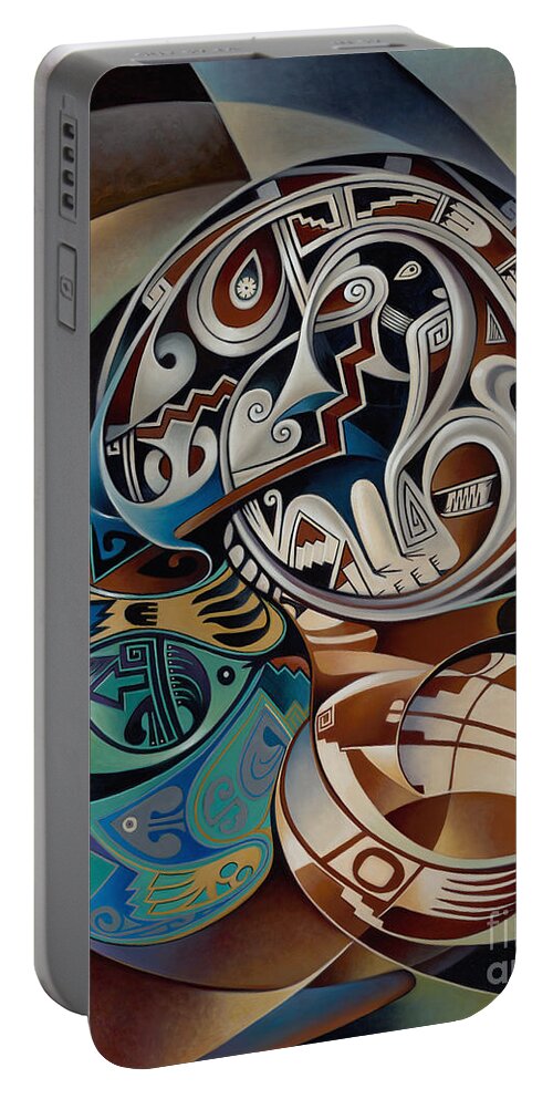 Abstract Portable Battery Charger featuring the painting Dynamic Still Il by Ricardo Chavez-Mendez