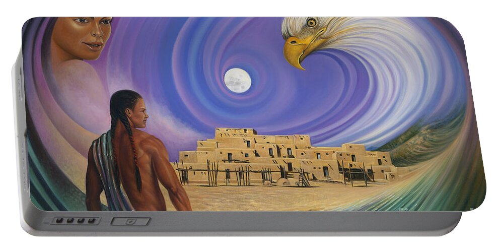 Taos Portable Battery Charger featuring the painting Dynamic Taos I by Ricardo Chavez-Mendez