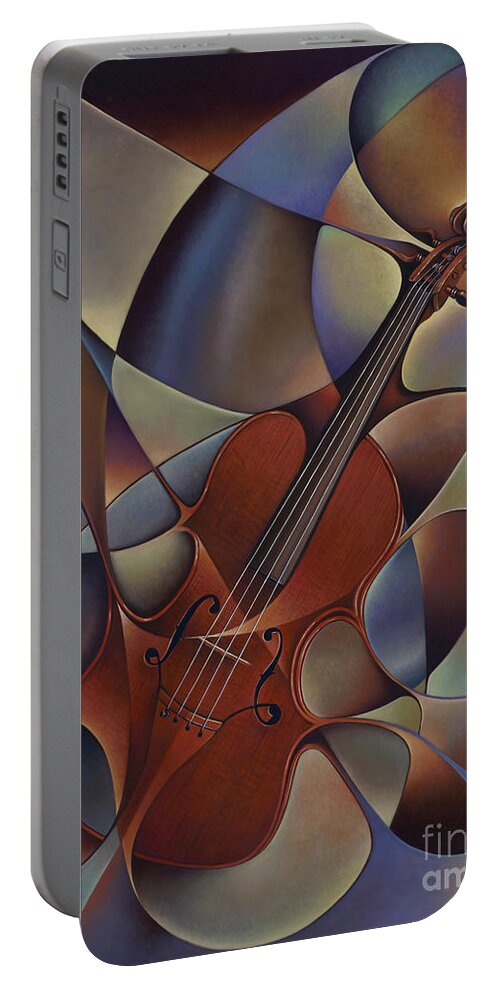 Violin Portable Battery Charger featuring the painting Dynamic Violin by Ricardo Chavez-Mendez
