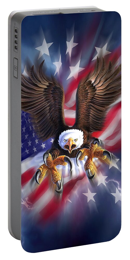 Eagle Portable Battery Charger featuring the digital art Eagle Burst by Jerry LoFaro