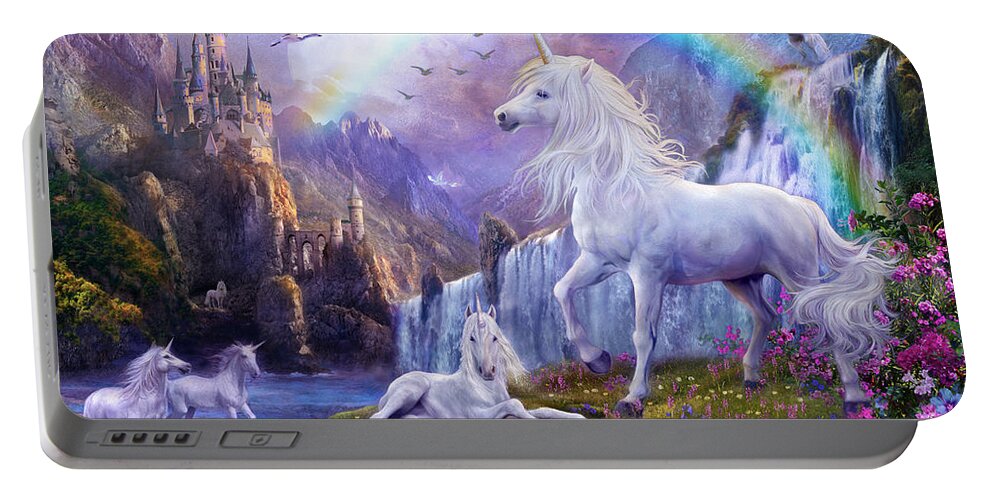Unicorn Portable Battery Charger featuring the digital art Early Evening by MGL Meiklejohn Graphics Licensing