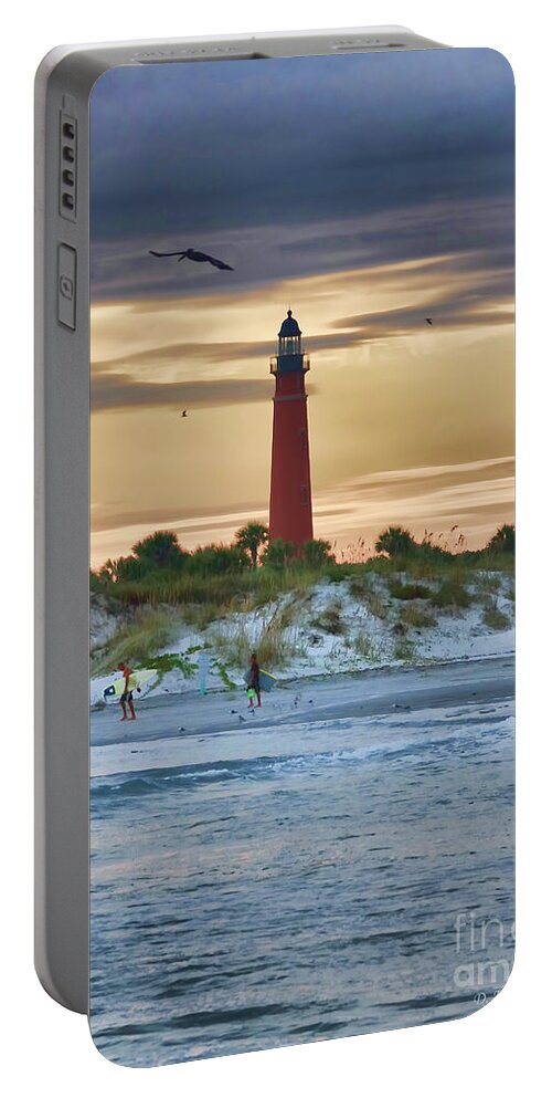 Lighthouse Portable Battery Charger featuring the photograph Early Evening Sky by Deborah Benoit