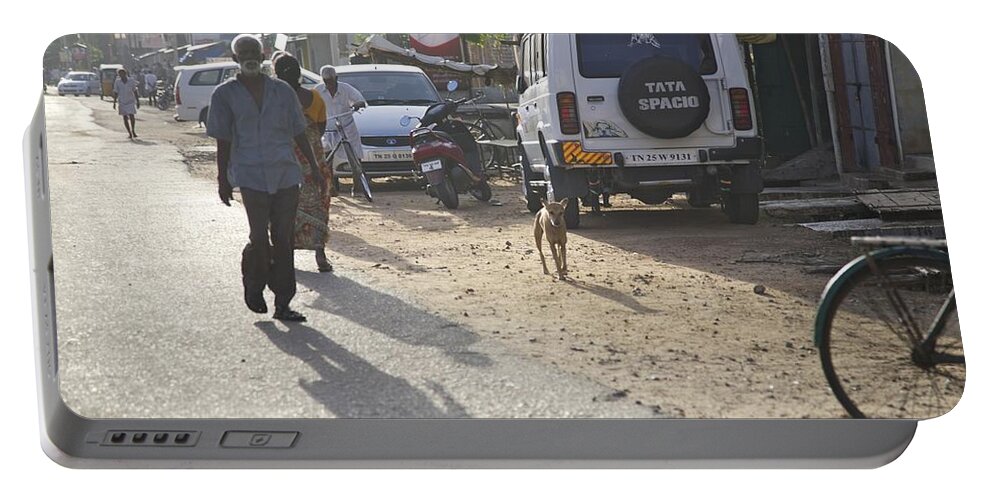 India Portable Battery Charger featuring the photograph Early Morn Dusty Street by Lee Stickels