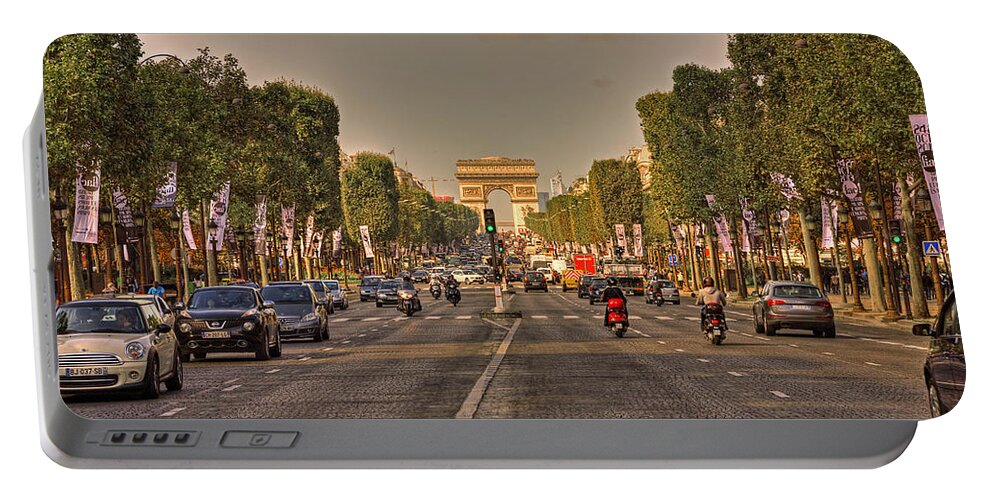 Street Portable Battery Charger featuring the photograph Early Morning Champes Elysees by Hany J