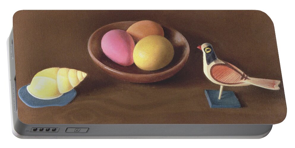 Egg Portable Battery Charger featuring the photograph Easter Eggs, Shell And Bird Oil On Canvas by Tomar Levine