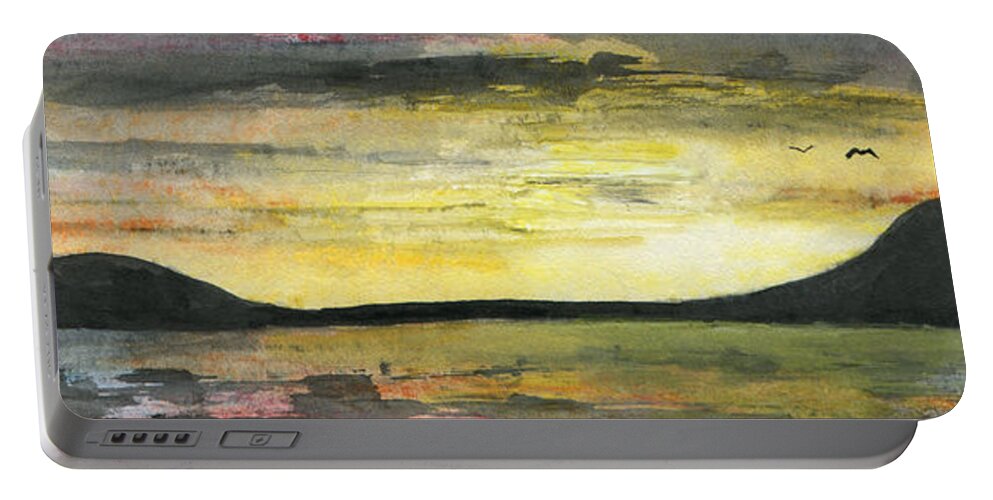 Lake Portable Battery Charger featuring the painting Ebb of Sol by R Kyllo